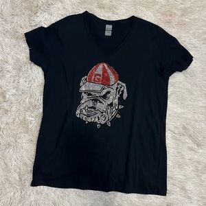 Georgia Bulldogs V-neck T-shirt BLING